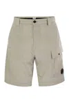 C.p. Company Cp Company Cotton Cargo Shorts With Lens In Ice