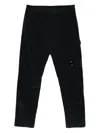 C.p. Company Black Linen And Cotton Blend Utility Trousers In Black