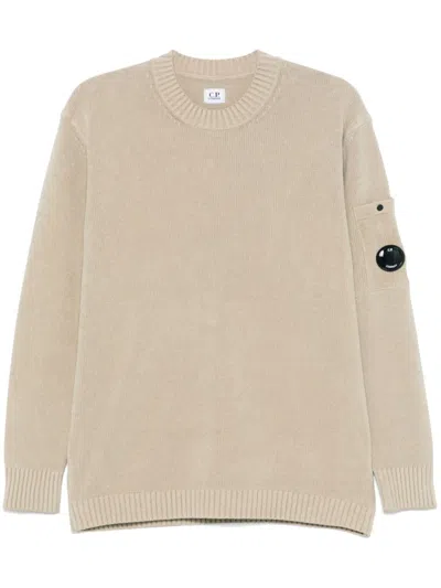 C.p. Company Cotton Chenille Sweater In Nude