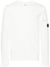 C.p. Company Logo Crew Neck Sweatshirt With Sleeve Zip Pocket In Ivory
