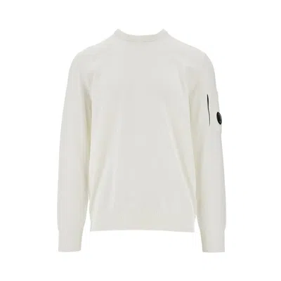 C.p. Company Cotton Crewneck Sweater In White