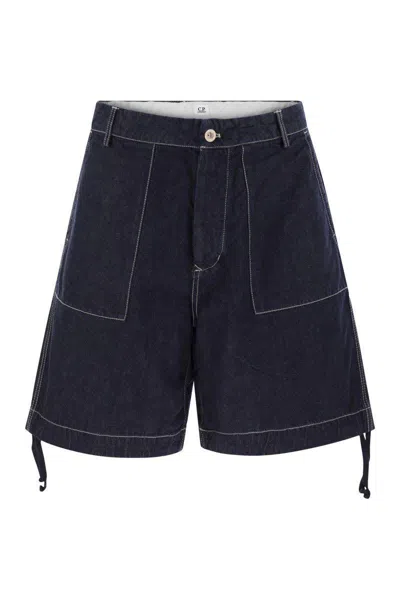 C.p. Company Cp Company Cotton Denim Shorts In Navy