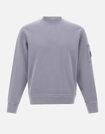 C.p. Company Cotton Diagonal Fleece Crewneck Sweatshirt In Purple