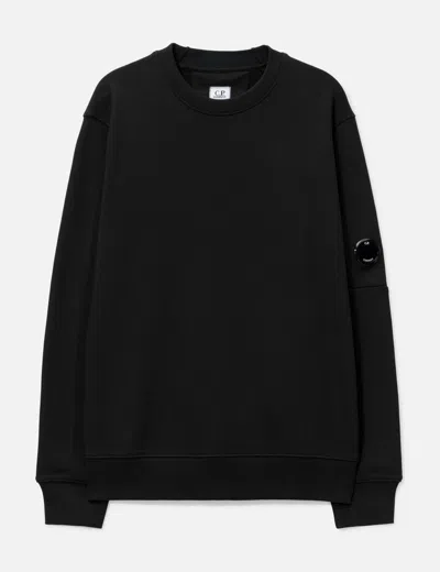 C.p. Company Cotton Diagonal Fleece Crewneck Sweatshirt In Black