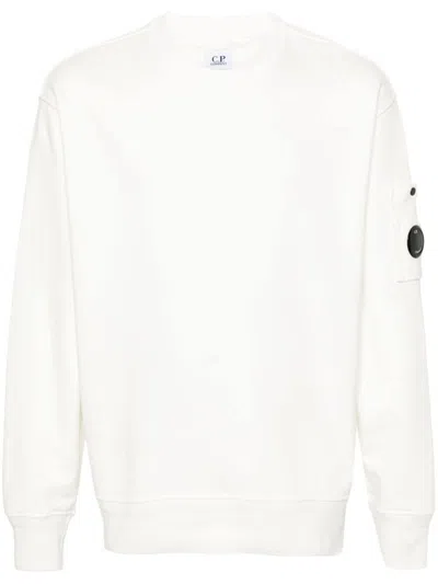 C.p. Company Lens-detail Cotton Sweatshirt In Yellow Cream