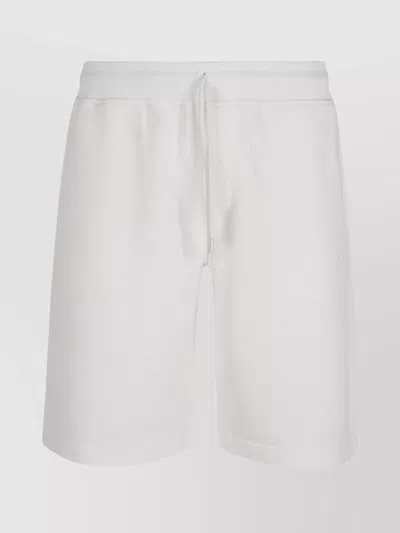 C.P. COMPANY COTTON DIAGONAL FLEECE LOGO SHORTS