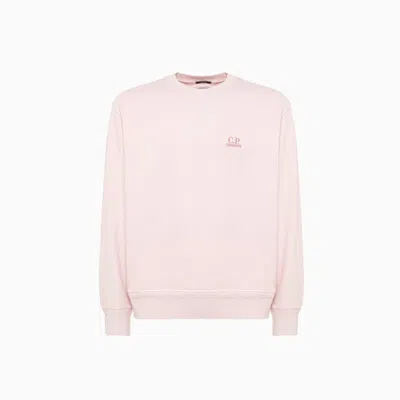 C.p. Company C.p Company Cotton Diagonal Fleece Logo Sweatshirt In Pink