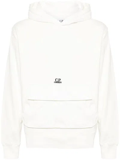 C.p. Company Cotton Diagonal Mixed Hoodie In Ivory