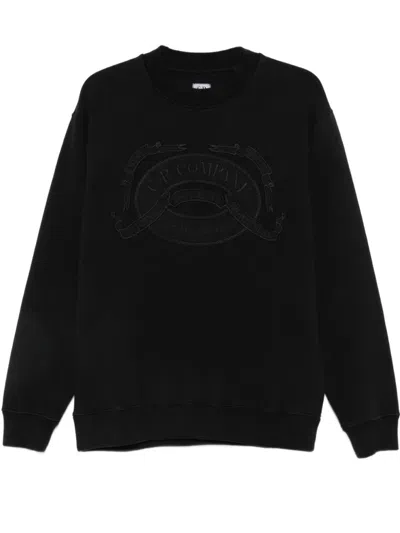 C.p. Company Cotton Fleece Crewneck Logo Sweatshirt