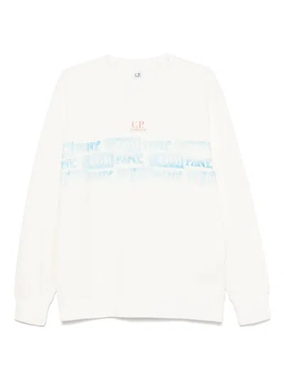 C.p. Company Cotton Fleece Sweatshirt In White