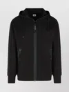 C.p. Company Sweatshirts Hooded Open In Diagonal Raised Fleece Clothing In Black