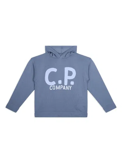 C.p. Company Kids' Cotton Hoodie In Blue