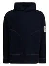 C.p. Company Hooded Sweatshirt With Front Pocket And Stitching In Blue