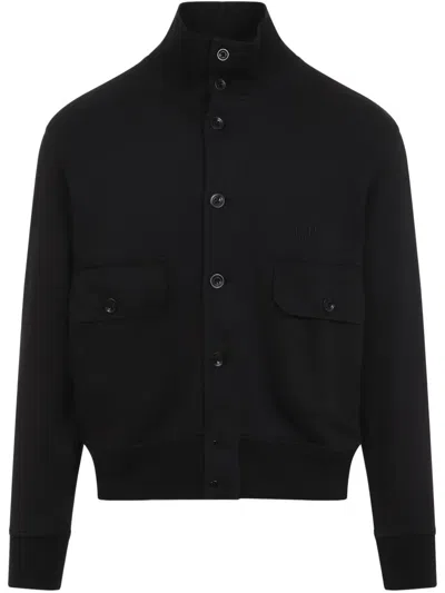 C.p. Company Logo Embroidered Bomber Jacket In Blue