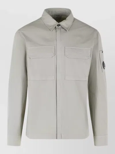 C.p. Company Cotton Jacket Long Sleeves Arm Patch Pockets In Gray