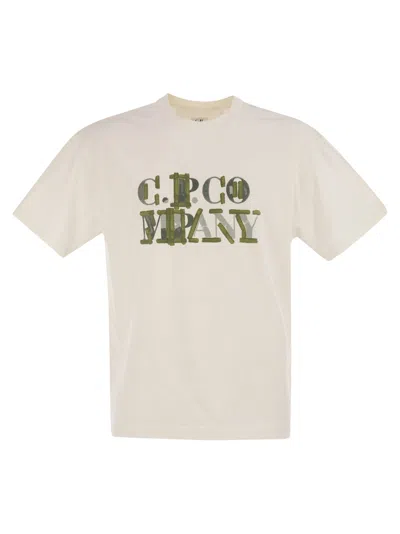 C.p. Company Cotton Jersey T-shirt With Graphics In White