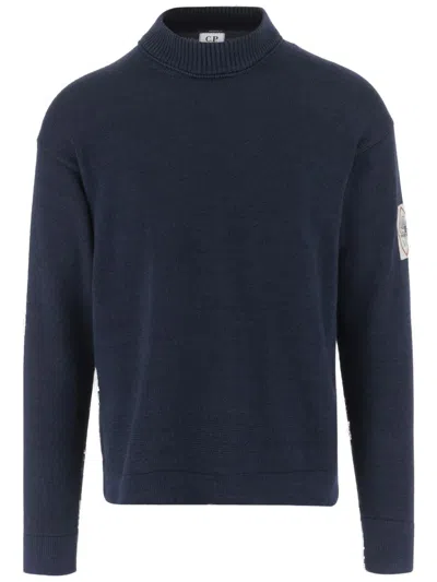 C.p. Company Cotton Logo Sweater In Black