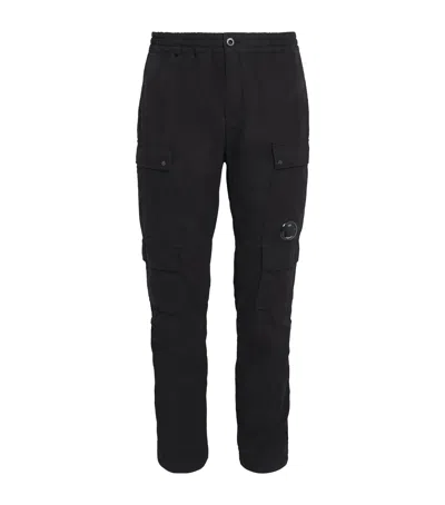 C.p. Company Cotton Microreps Cargo Trousers In Black
