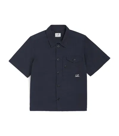 C.p. Company C. P. Company Kids Cotton Pocket-detail Shirt In Blue