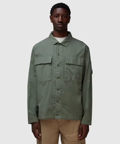 C.p. Company Cotton Ripstop Lens Overshirt In Thyme