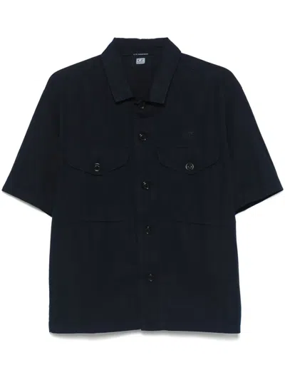 C.p. Company Cotton Shirt In 蓝色