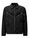 C.p. Company Cotton And Linen Shirt With Zip Closure In Black
