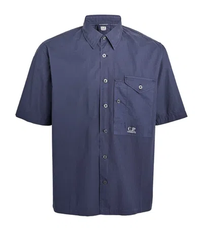 C.p. Company Cotton Short-sleeve Shirt In Navy