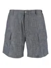 C.p. Company Chambray Cargo Shorts With Adjustable Waist In Blue