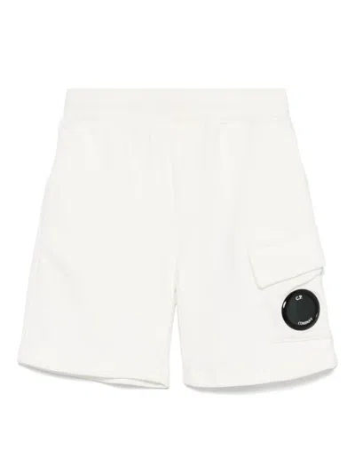 C.p. Company Kids' Cotton Shorts In White