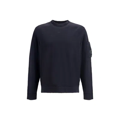 C.p. Company Logo Button Crewneck Sweatshirt In Black