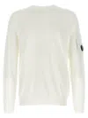 C.p. Company 'diagonal Raised' White Sweatshirt With Lens Motif On The Arm