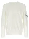C.p. Company 'diagonal Raised' White Sweatshirt With Lens Motif On The Arm