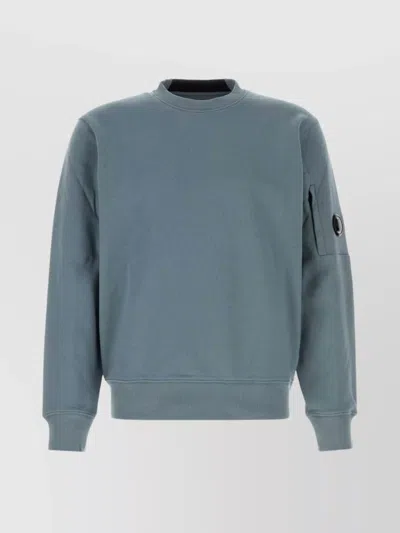 C.p. Company Cotton Sweatshirt Arm Pocket In Blue