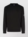 C.p. Company Cp Company Diagonal Raised Fleece Crew Neck Lens Sweatshirt In Black