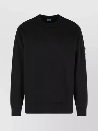 C.p. Company Cotton Sweatshirt Arm Pocket In Black