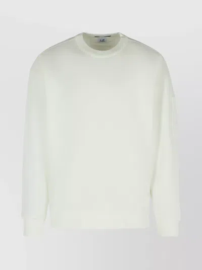 C.p. Company Cotton Sweatshirt Arm Pocket In White