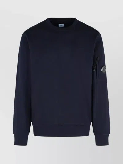 C.p. Company Cotton Sweatshirt Arm Pocket In Blue