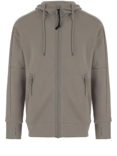 C.P. COMPANY COTTON SWEATSHIRT WITH ADJUSTABLE GOGGLE HOOD