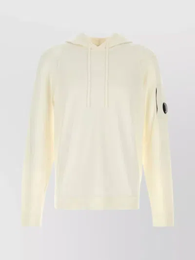 C.p. Company Cotton Sweatshirt With Arm Patch Detail In Gauze White
