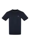 C.p. Company Blue T-shirt With Logo Printed On The Front In Blu Scuro