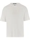 C.p. Company White T-shirt With Logo Embroidered On The Front Tone-on-tone In Weiss