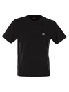 C.p. Company Blue T-shirt With Logo Printed On The Front