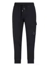 C.p. Company Utility Trousers With Elastic Waistband And Cargo Pocket In Black