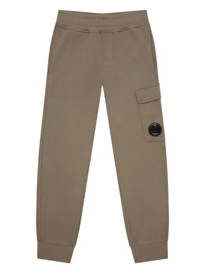 C.p. Company Kids' Cotton Track Pants In Brown