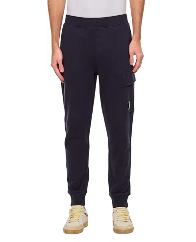 C.p. Company Cotton Trousers With Elasticated Waist And Ankle Details In Blue