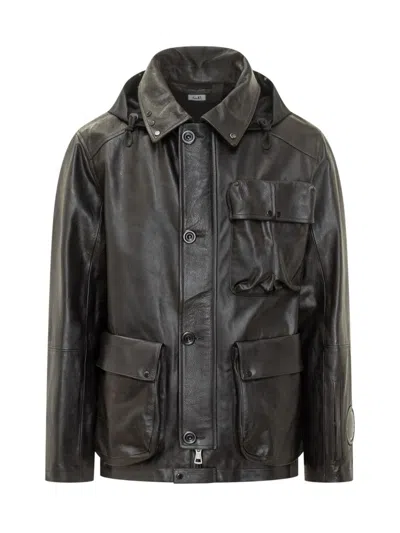 C.P. COMPANY C.P. COMPANY C.P. COMPANY GOGGLE HOODED LEATHER JACKET