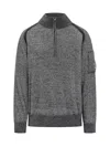 C.p. Company Gray Sweater With Zipper And Lens Pocket In Gray