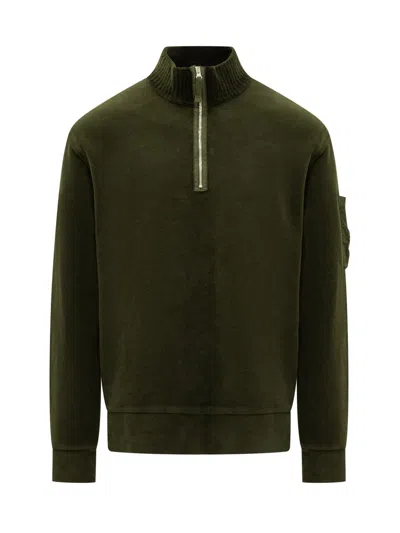 C.P. COMPANY C.P. COMPANY C.P. COMPANY GREEN SWEATSHIRT WITH HALF ZIP