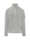 C.p. Company Ribbed Knit With Half Zip And Lens Pocket In Gray