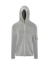 C.p. Company Hooded Ribbed Cardigan In Gray